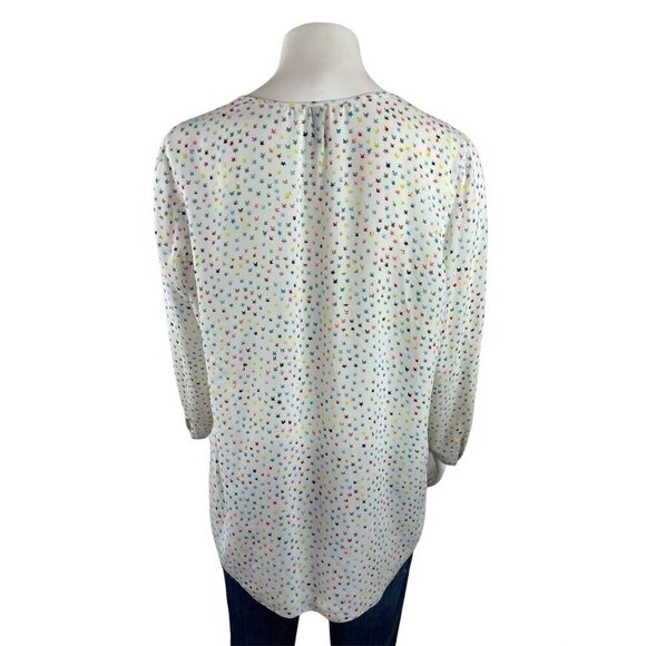 NYDJ Womens Shirt Medium Star Blouse Chiffon Top White - Picture 2 of 8